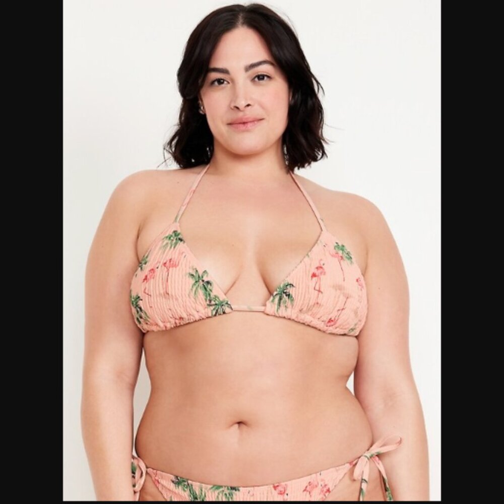 NWT Old Navy Textured Triangle String Bikini Swim Top in Flamingo Size L $26.99